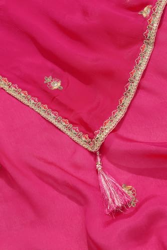Soch Womens Fuchsia Chinon Ethnic Motifs Zari Embroidered Salwar Suit With Sequins