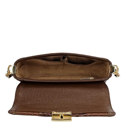 Da Milano Leather Shoulder Bag for Women - Brown (01939OL)