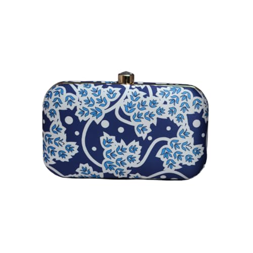 Artklim Blue And White Printed Clutch