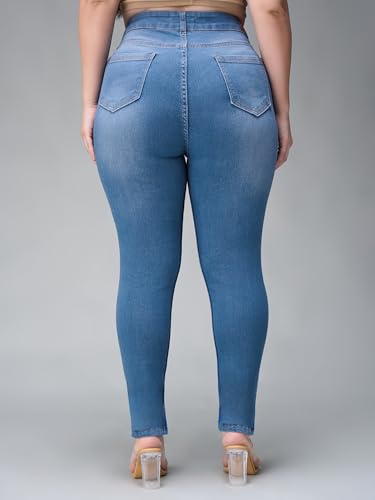 Miss Chase A+ Women's Skinny High Rise Clean Look Regular Stretchable Denim Jeans (APAW18DEN02-79-329-40, Steel Blue, 40)