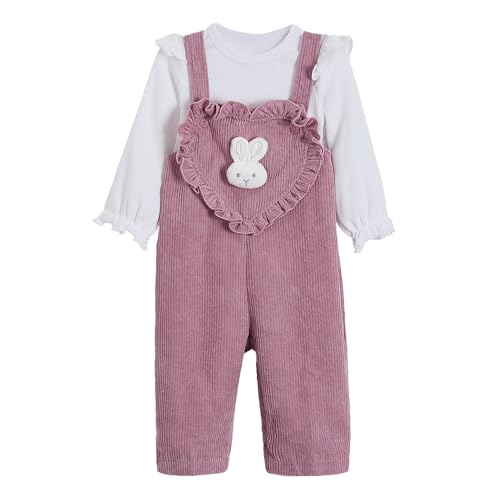 Hopscotch Girls Lavender Full Sleeves 2-Pc Bunny Applique Dungaree Set For Age (3-4 Years)