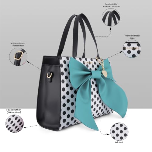 Caprese Kelsey Satchel Medium for Women| Adjustable & Detachable Strap | Multi‑Compartment Shoulder Bag with Zipper Closure & Stylish Charm | Everyday Fashion Handbag