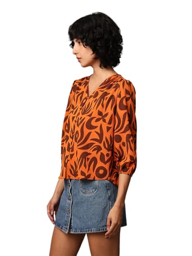 ONLY Women's Regular Fit T-Shirt (9008139-Burnt Orange_Burnt