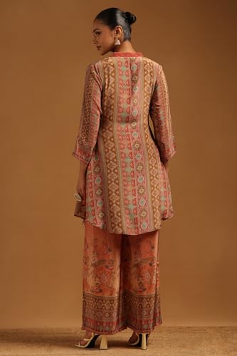 Soch Womens Rust Crepe Ethnic Motifs Co-Ords Set With Beads