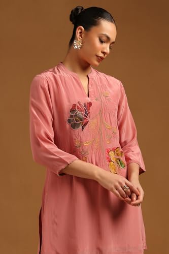 Soch Womens Blush Pink Crepe Floral Co-Ord Set With Embroidery