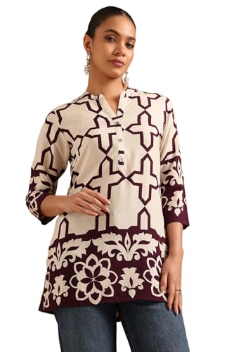 Soch Womens Purple Viscose Geometric Tunic