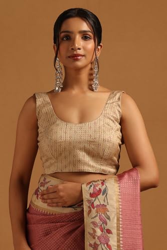 Soch Womens Onion Pink Tussar Zari Woven Saree