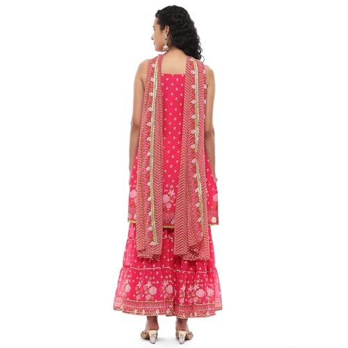 Rangriti Women Polyester Printed Straight Suit Set (FESTIVE19358SS24PNK_Pink