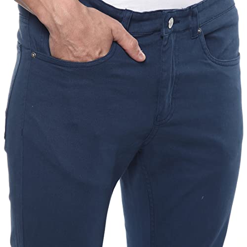OOBANI Men Navy Solid Slim fit Trouser