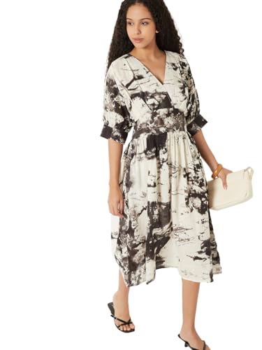 Max Kalki x Max Printed A-line Midi Dress (White_M)