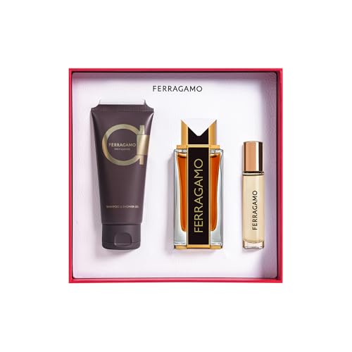 Ferragamo Spicy Leather Set for Men (Eau de Parfum 100ml + Shampoo & Shower Gel 100ml + Pen Spray 10ml)
