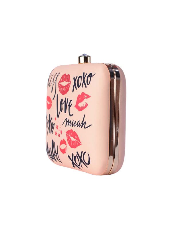 Artklim Baby Pink Love Scribbled Clutch