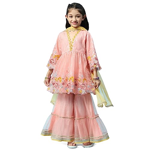 BIBA Girl's Cotton Printed Kid (Kw5537_Fuchsia_3, Salwar Suit Set)