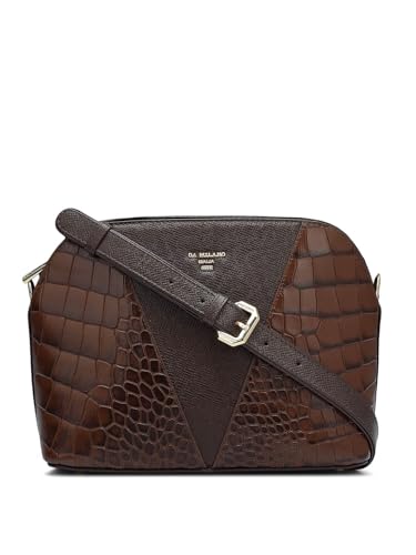 Da Milano Genuine Leather Brown Sling Bag (01524) (Small)