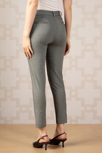 Women Grey Textured Formal Trousers