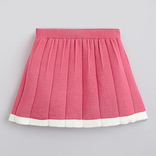 Hopscotch Girls Full Sleeves Pink 2-Pc Floral Applique Sweater & Skirt (3-4 Years)