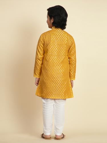 Pro-Ethic Style Developer Boys Cotton Kurta Pajama For Kid's Ethnic Wear | Cotton Kurta Pajama for Baby Boys (S-272), 13-14 years, Yellow