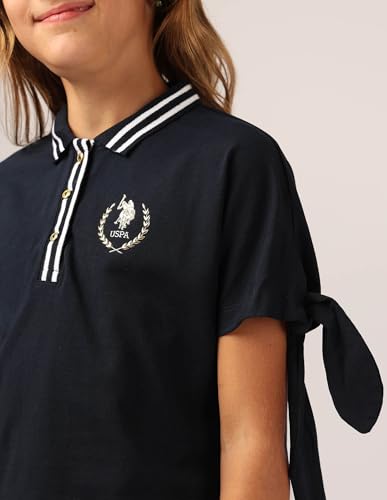 U.S. POLO ASSN. Kids Kids Regular fit Girls Cotton Solid Short Sleeves Polo T-Shirts (UGTSH0434_Blue_12M)