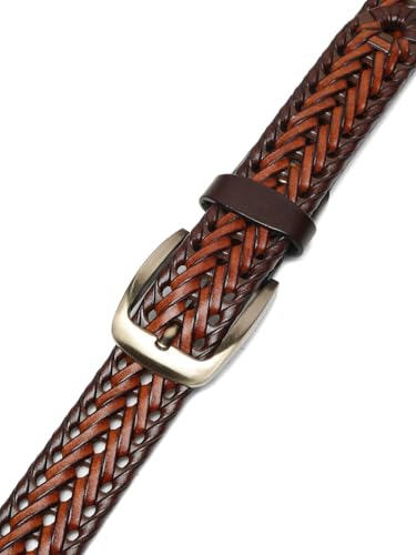 TYBELT Genuine Bunani Leather Belt for Men | Adjustable Waistband up to 44 Inches | Belt for Jeans & Dress Pants | Brown Color (Pack of 1)_90