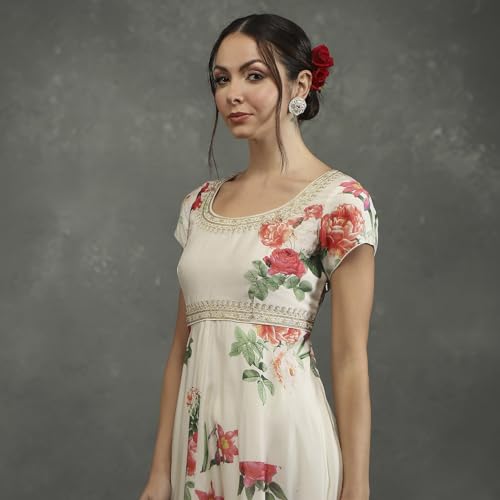 BIBA Women's Silk Chanderi Kurta Sets (CKD10748AW24CRM_Neutral