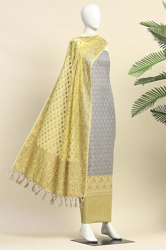 BIBA Women Blue Cotton Unstitched Suit Set_FREE SIZE