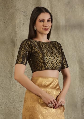 SALWAR STUDIO Black Brocade Woven Design Blouse_RF-0100-BLCK-34