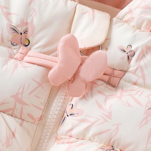 Hopscotch Girls Peach Full Sleeves 3D Butterfly Applique Ruffled Long Coat For Age (2-3 Years)