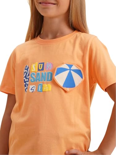 VERO MODA Girl's Regular Fit Orange T-Shirt