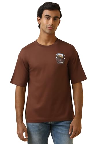 Allen Solly Men Brown Graphic Printed Crew Neck T-Shirt