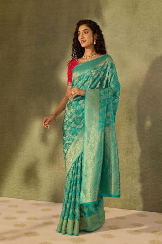 Blue Woven Viscose Tissue SareeWith Unstitched Blouse( SAPP02AE1671-Blue)