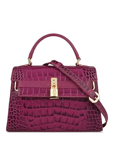 Da Milano Genuine Leather Purple Satchel (01298) (Small)