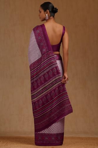 Soch Womens Magenta Art Silk Floral Print Saree