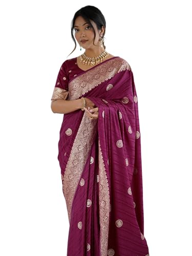Satrani Women'S Silk Weaving Saree With Unstitched Blouse Piece (4612S6959N_Wine)
