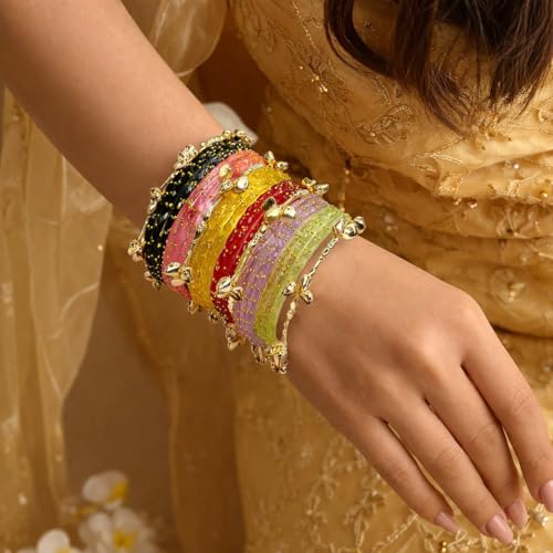JIVANA AYURVEDIC Nayabb Trending Kashmiri Ghungroo Bangles Set (2-6, 2.8, Inches)