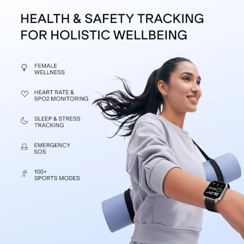 boAt New Launch Ultima Vogue 2, India's First AMOLED Type-C Smartwatch, 1.96" Display, 1000 nits Brightness, Metal Body w/Premium Straps, 10-Days Battery Life, Smartwatch for Men & Women(Active Black)
