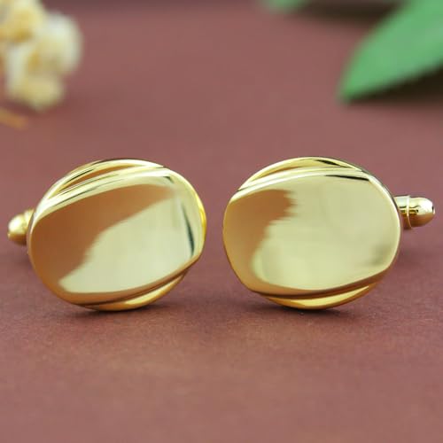 Peluche Men's Minimal Metal Design Cufflinks - Gold