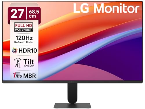 LG 27U411A-BD 68.5 cm (27 Inch) FHD (1920x1080) IPS Monitor, 1ms(MBR), 120Hz, Anti-Glare, sRGB 99%(Typ.), HDR10, 3-Side Virtually Borderless, Reader Mode, Flicker Safe, VGA, HDMI, Slim Stand, Black