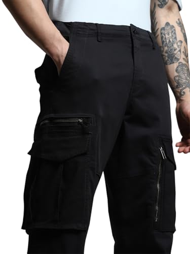 Jack & Jones Men's Regular Fit Mid Rise Black Pants