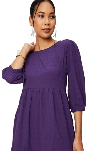 Max Women's Polyester Blend Classic Below The Knee Dress (DTI3006VIOLET_Violet