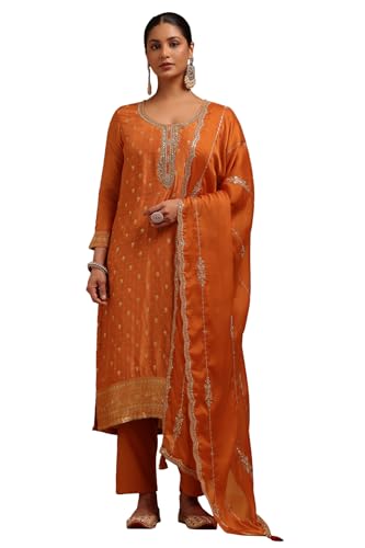 Soch Women's Dola Silk Salwar Suit Set (SMUA5CD2313_Orange