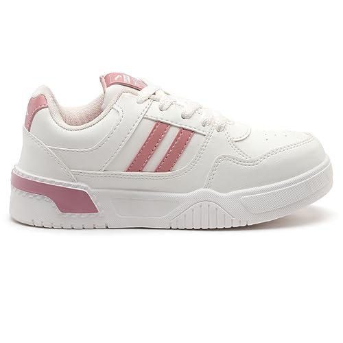 ASIAN Women PARADISE-12 Casual Mid Top Sneakers,Stylish and Trendy Shoes with Laces for Women and Girls Off White Pink