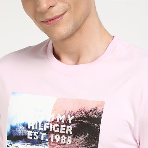 Tommy Hilfiger Mens Pink Color T-Shirt (M)