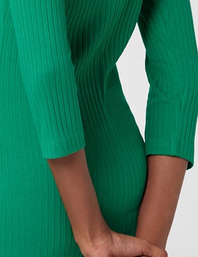 barcino Green Rib Mock Round Neck Midi Dress