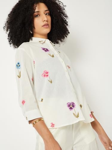 Max Women Embroidered Shirt(White_S)