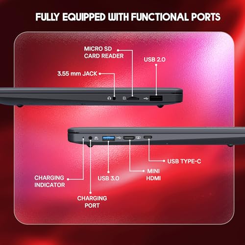 Neopticon EBook 11.6" HD Laptop | Best Student & Office Work Laptop | Celeron N4020 | 4GB DDR4 | 128GB eMMC + M.2 SSD Expandable Slot | Win 11 Home |31Wh Battery | UHD Graphics 600 | Black