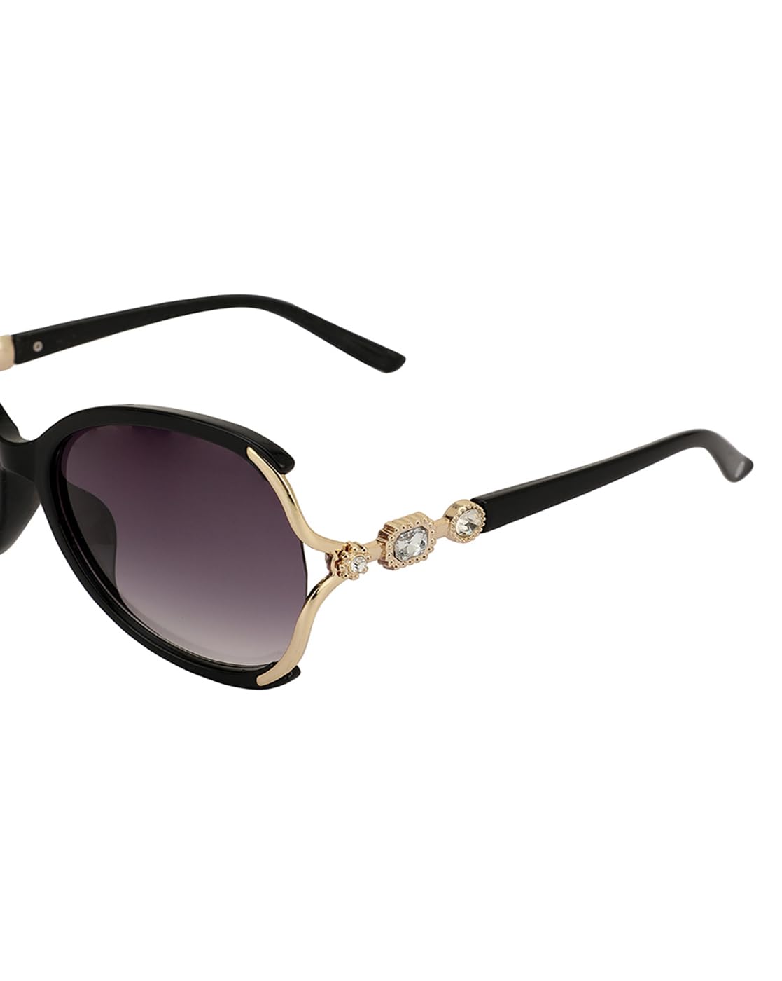Carlton London Premium Black & Gold Toned UV Protected Lens Oversized Sunglass for women