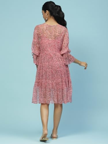 Aarke Ritu Kumar Pink Paisley Print Short Dress with Camisole