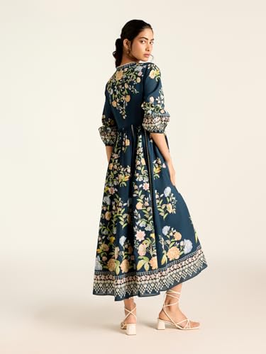 Label RITU KUMAR Navy Flower Lace Long Dress