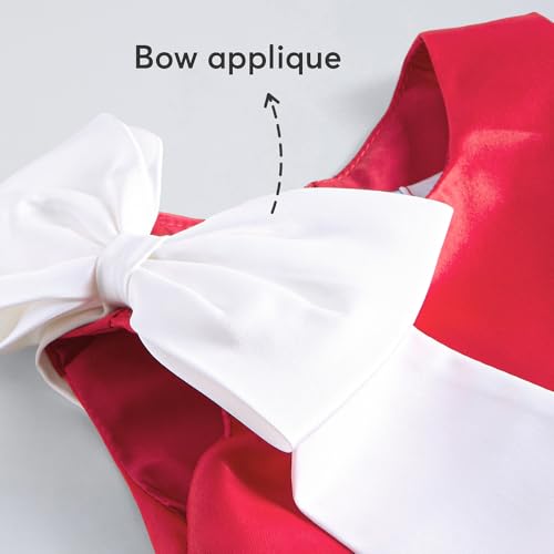 Hopscotch Girls Red Sleeveless Oversized Bow A-line Party Dress with Headband for Age (2-3 Years)