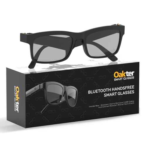OAKTER Smart Glasses with Wireless Bluetooth | Hands-Free Calling | Open Ear Music | Sport Headset | Intelligent Eyewear | Connect with Your Mobile/Tablet | Black